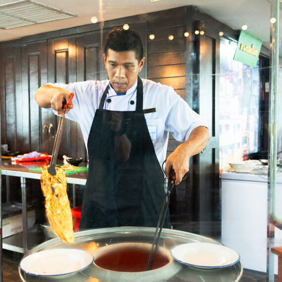 Buffet of Indian, Mediterranean, and Thai Cuisine on the 75th floor of Baiyoke Sky Hotel