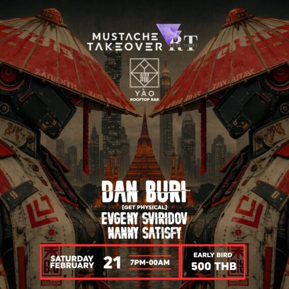 Mustache Takeover & Rave Times TECHNO Rooftop Event at Yaoo Rooftop Bangkok