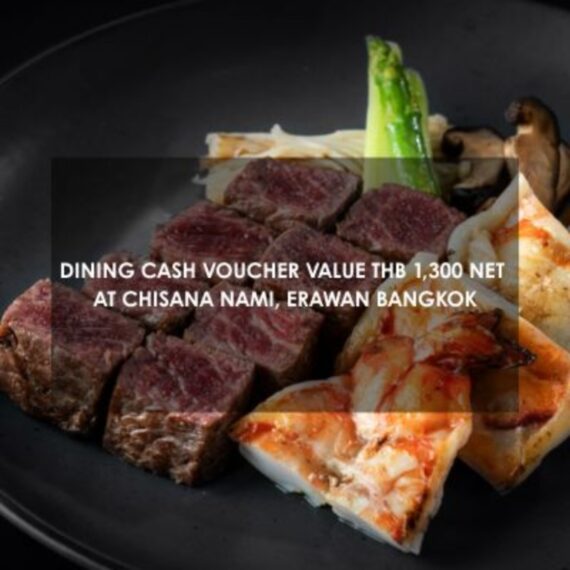 Dining cash voucher valued THB 1,300 Net at Chisana Nami, Erawan Bangkok